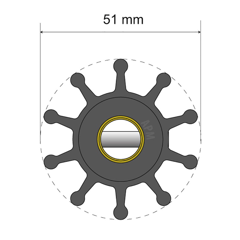 Albin Pump Premium Impeller Kit - 51 x 12.7 x 22mm - 10 Blade - Pin Insert