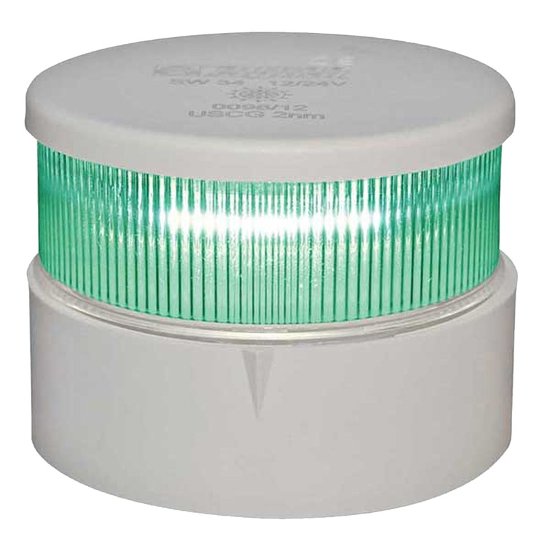 Aqua Signal Series 34 All-Round Mast Mount Light - Green LED - White Housing
