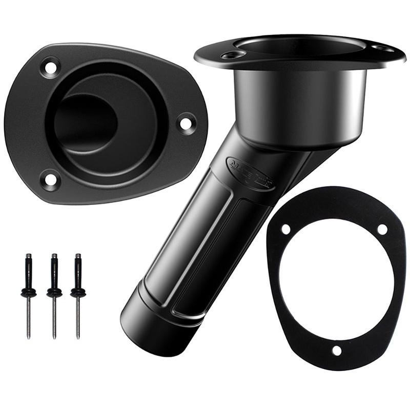 Mate Series Plastic Rod & Cup Holder 30 Closed w/Oval Top f/Kayaks - Black