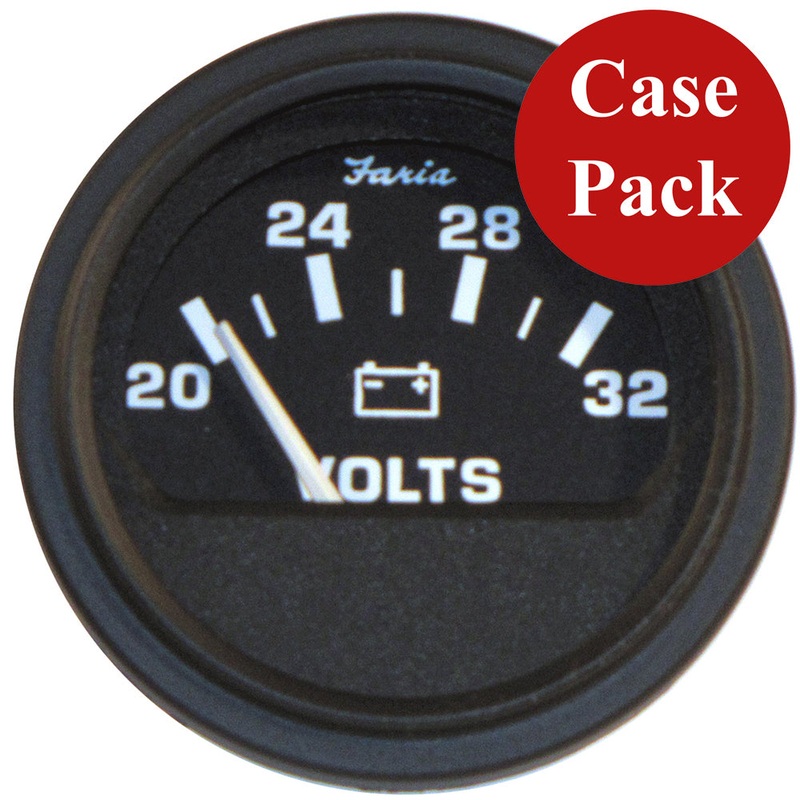 Faria 2" Heavy-Duty Voltmeter (14-32 VDC) - Black *Bulk Case of 24*