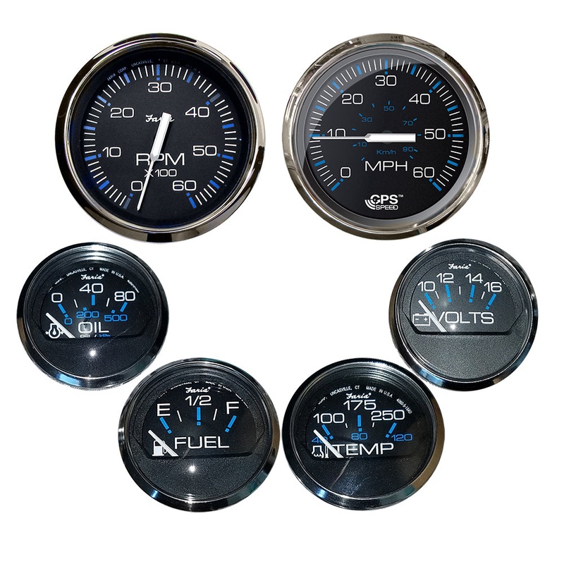 Faria Chesapeake Black w/Stainless Steel Bezel Boxed Set of 6