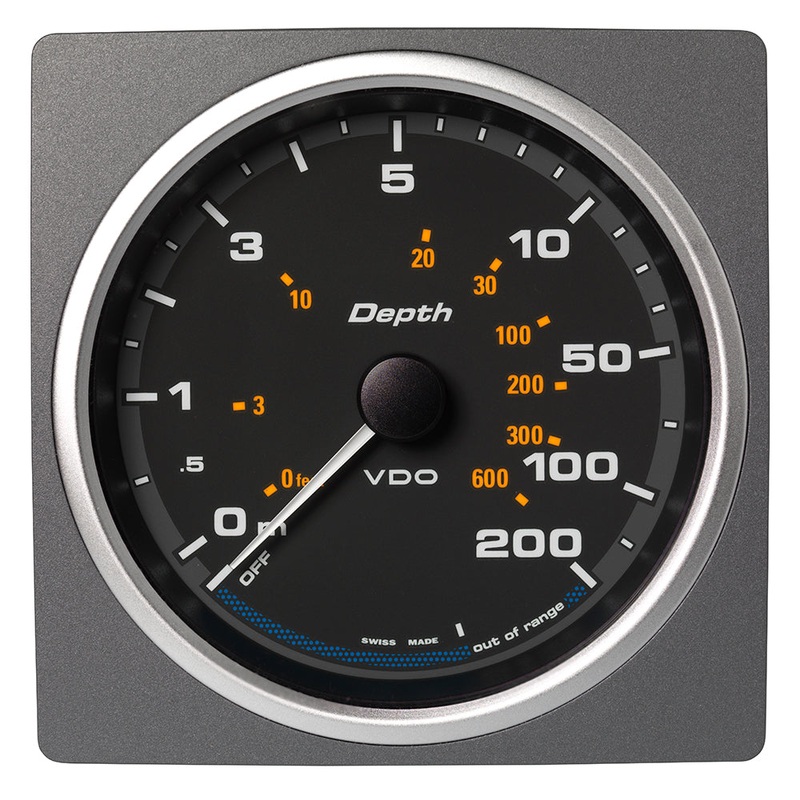 Veratron 4-3/8" (110mm) AcquaLink Depth Gauge 200M/660' - 12/24V - Black Dial & Bezel