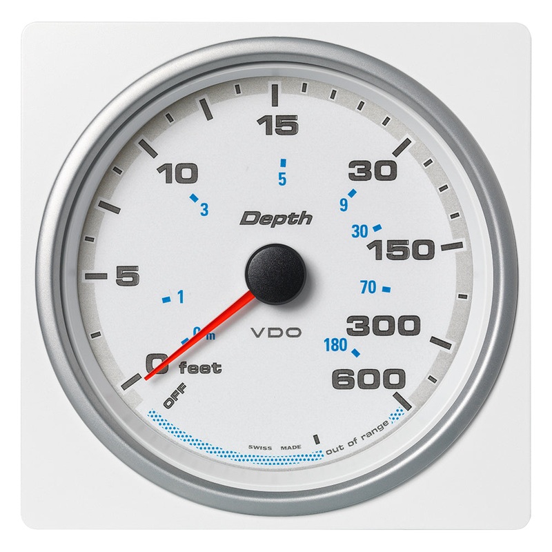 Veratron 4-3/8" (110mm) AcquaLink Depth Gauge 660'/220M - 12/24V - White Dial & Bezel