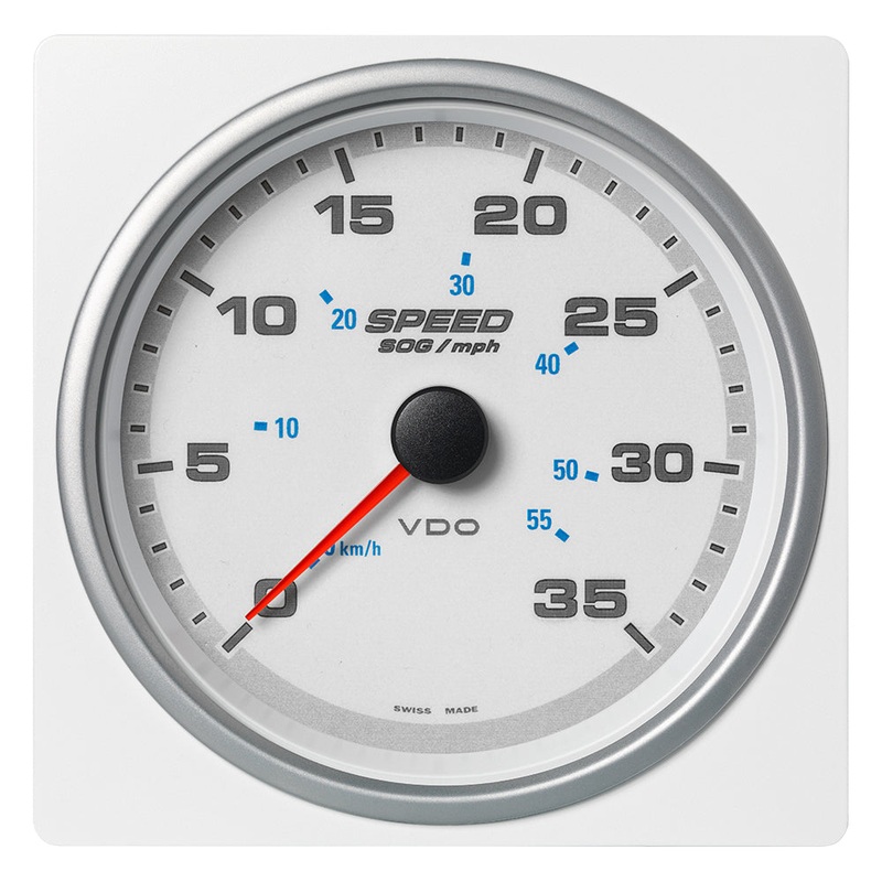 Veratron 4-3/8" (110mm) AcquaLink Speed Over Ground 35 MPH/55 KMH - 12/24V - White Dial & Bezel