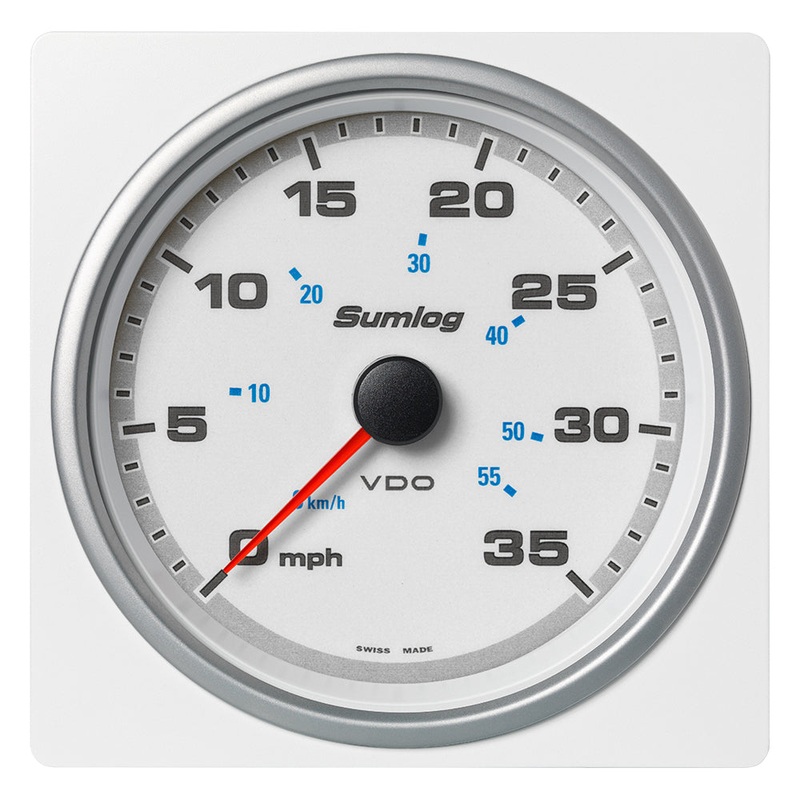 Veratron 4-3/8" (110mm) AcquaLink Speed Through Water 35 MPH/60 KMH - 12/24V - White Dial & Bezel