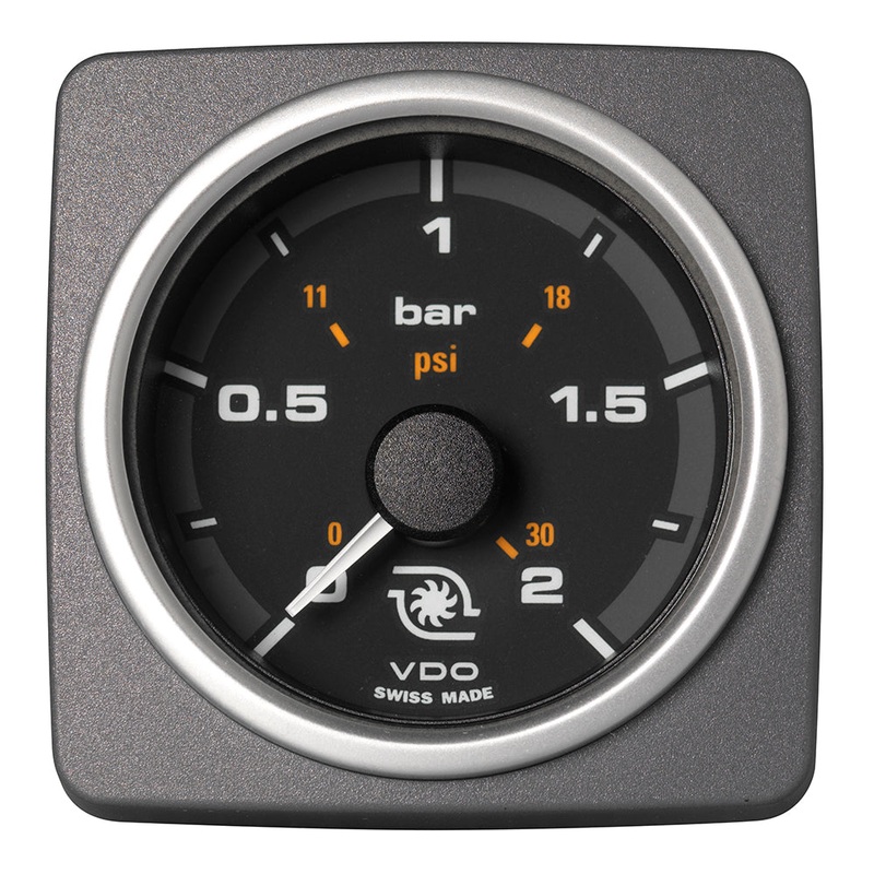 Veratron 52 MM (2-1/16") AcquaLink Boost Pressure Gauge 2 Bar/30 PSI - Black Dial & Bezel