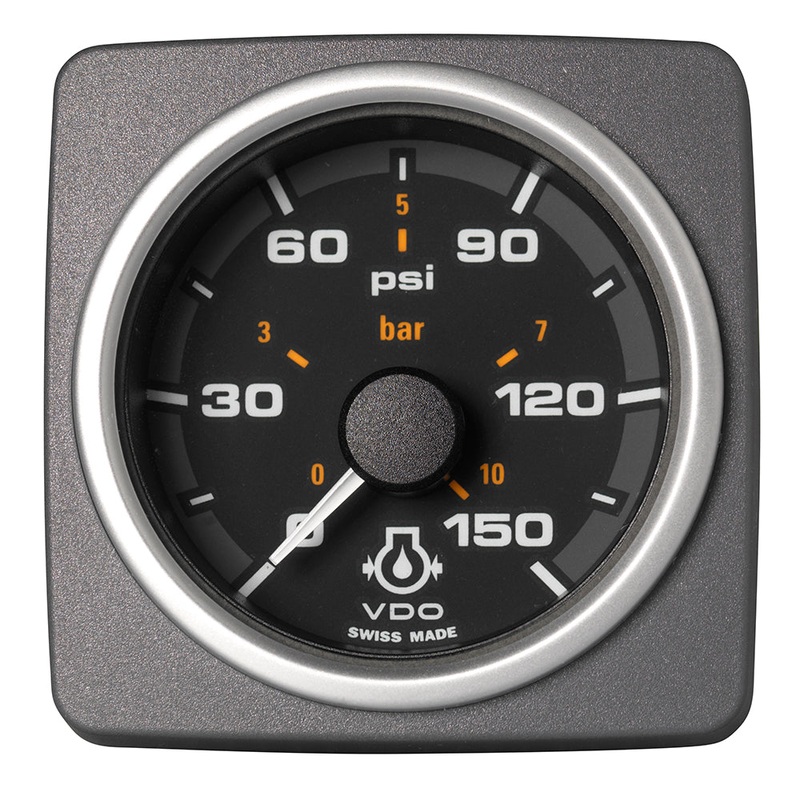 Veratron 52 MM (2-1/16") AcquaLink Engine Oil Pressure 150 PSI/10 Bar - Black Dial & Bezel