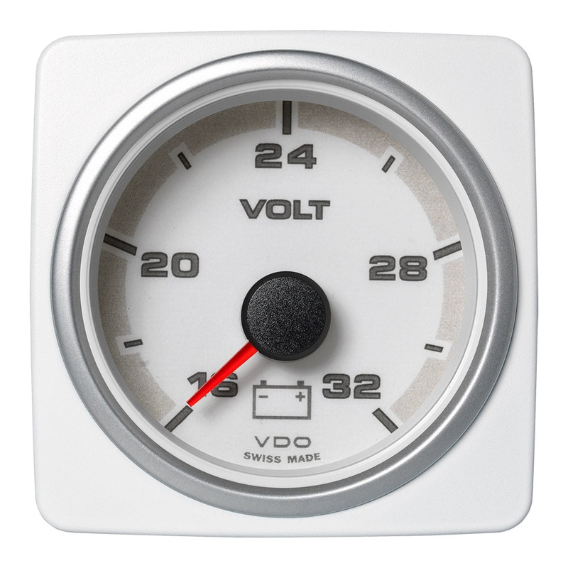Veratron 52 MM (2-1/16") AcquaLink Voltmeter Gauge 16-32V Range - White Dial & Bezel