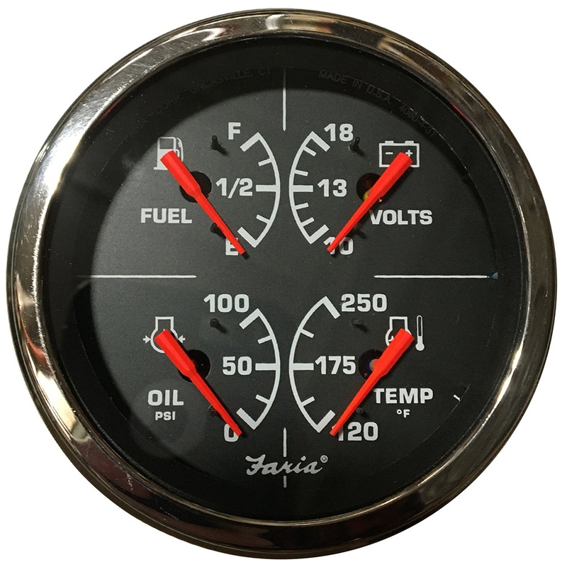 Faria Heavy Duty 4" Multi-Function Gauge w/Fuel, Oil Pressure, Voltmeter & Water Temp