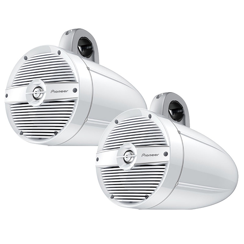 Pioneer 7.7" 250W IPX7 Tower Speaker w/RGB LED Lighting - Classic Grill - White