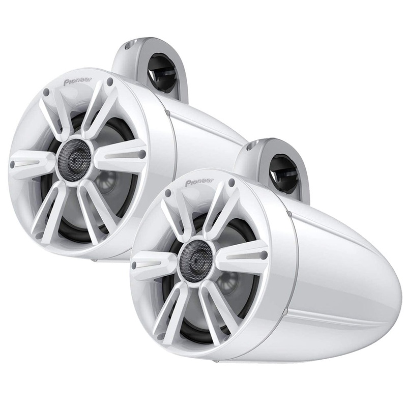 Pioneer 7.7" 250W IPX7 Tower Speaker w/RGB LED Lighting - Max Sports Grill - White