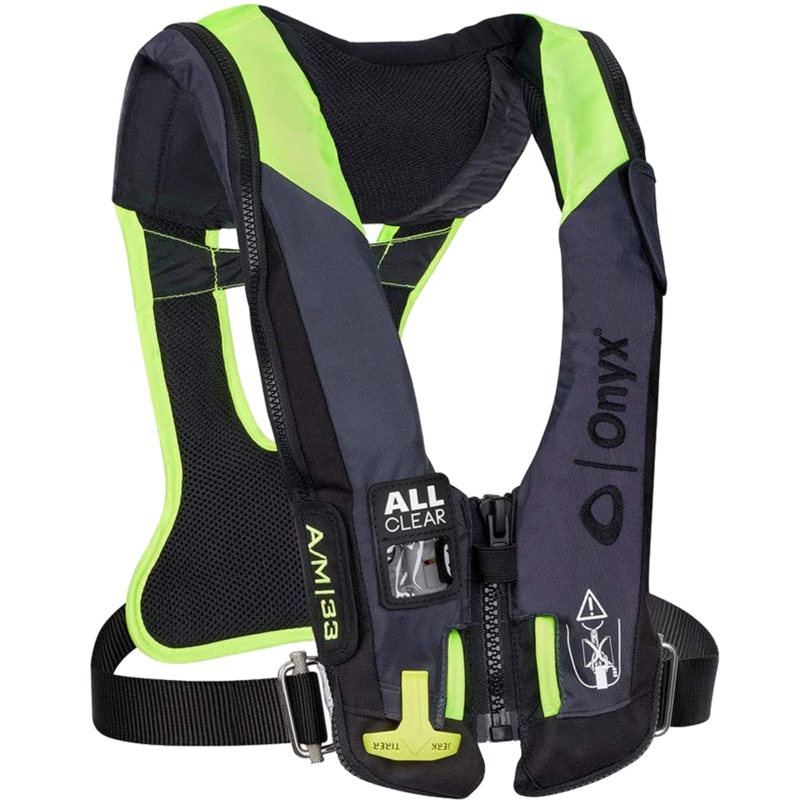Onyx Impulse A/M 33 All Clear w/Harness Auto/Manual Inflatable Life Jacket - Grey