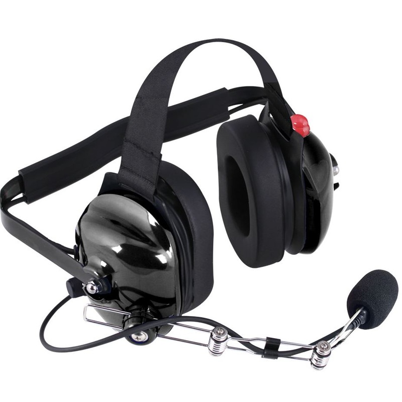 Behind the Head Headset with PTT Boom Mic