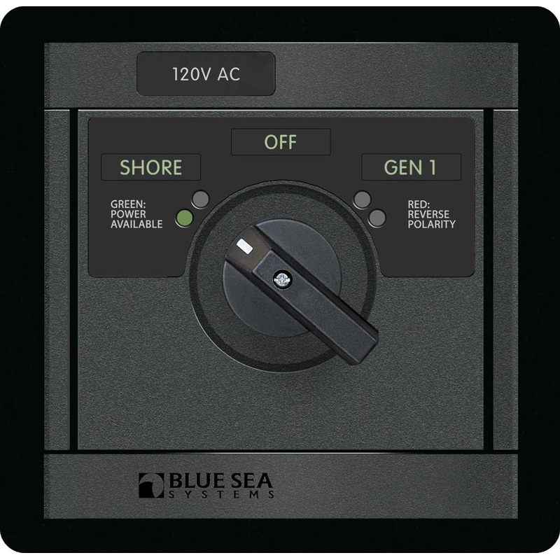 Blue Sea 1481 - 360 AC Src Sel, 30A 120v-Sh / 120V-Gen