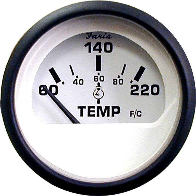 Faria Euro White 2" Cylinder Head Temperature Gauge (60 - 220 F)