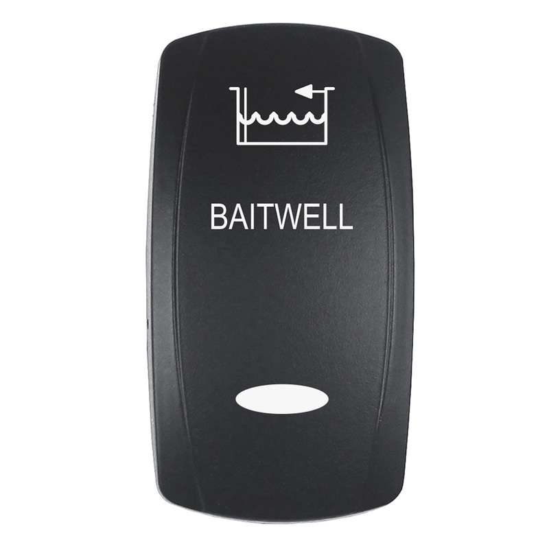 Pacer Actuator - 'BAITWELL' f/V Series Contura Switches - Black - Laser Etched (Top/Bottom Light)