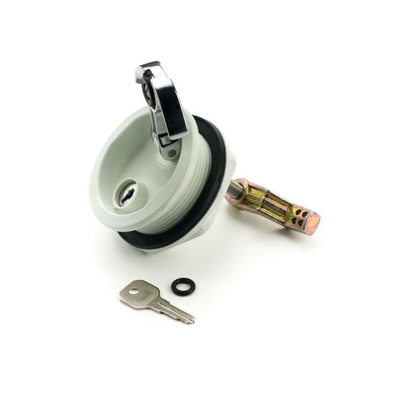 Whitecap T-Handle Latch - Chrome Plated Zamac/White Nylon - Locking - Freshwater Use Only