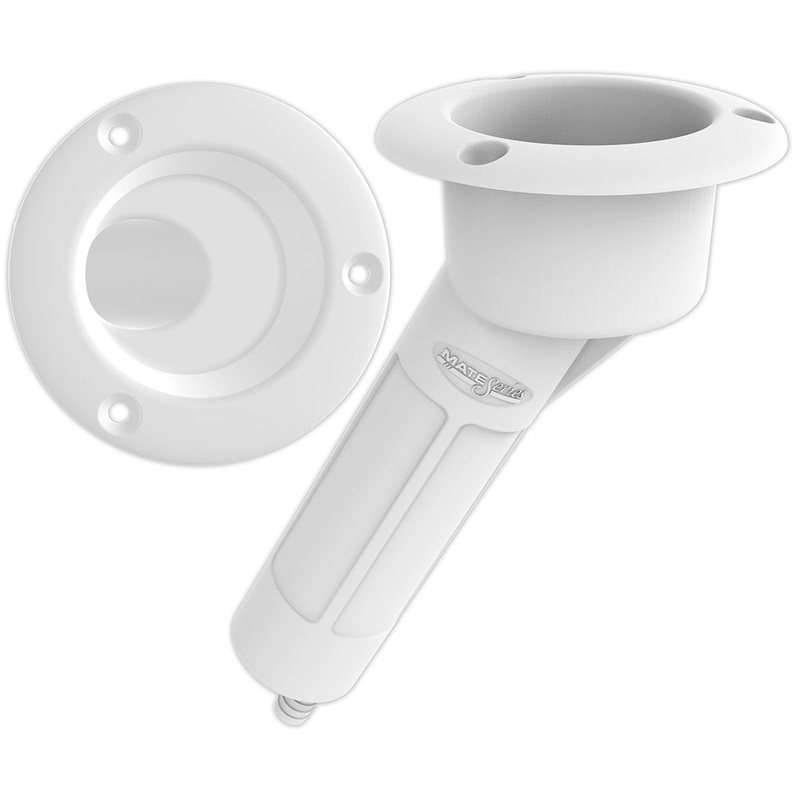 Mate Series Plastic 30 Rod & Cup Holder - Drain - Round Top - White