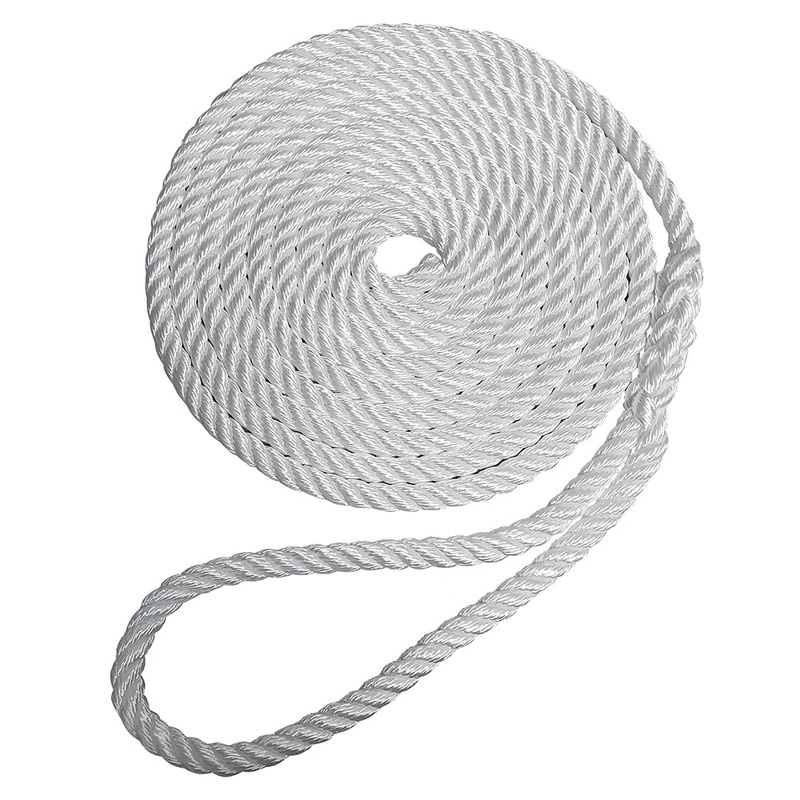 Robline Premium Nylon 3 Strand Dock Line - 1/2" x 15' - White