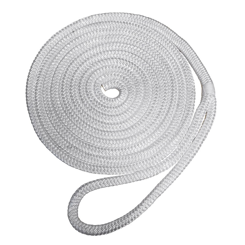 Robline Premium Nylon Double Braid Dock Line - 1/2" x 15' - White
