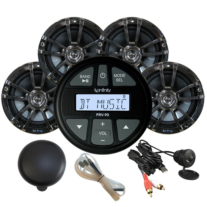 Infinity MPK90 Package w/4 Chrome INF622 Speakers, PRV90 Cover, USB Adapter & Antenna