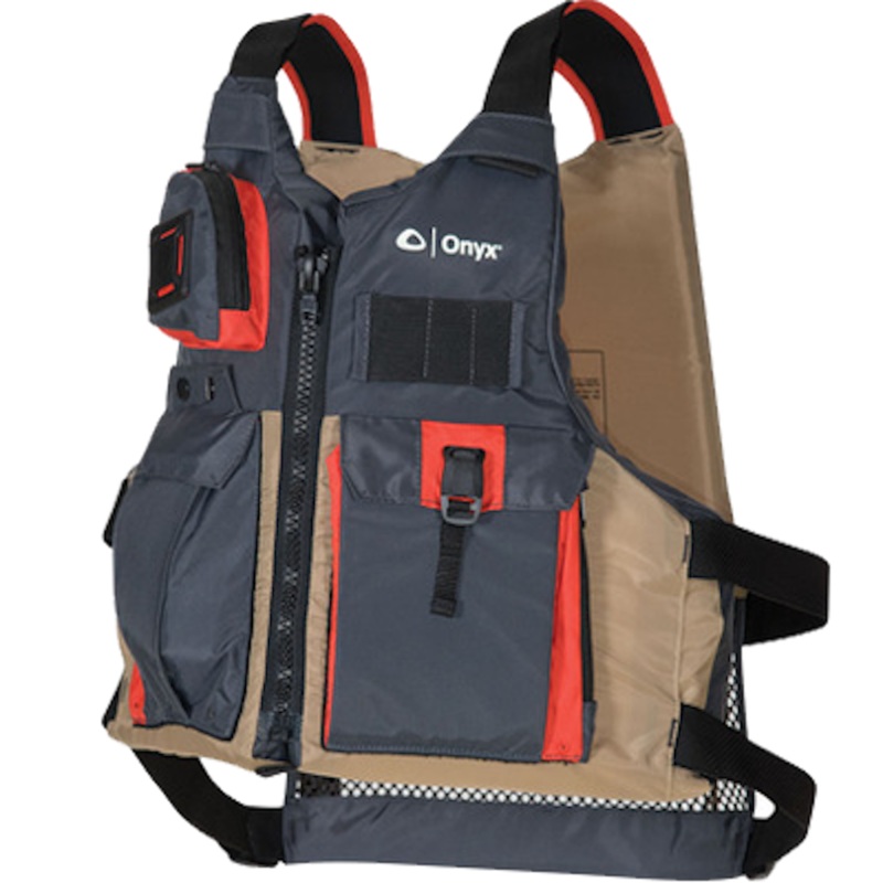 Onyx Kayak Fishing Vest - Adult Universal - Tan/Grey