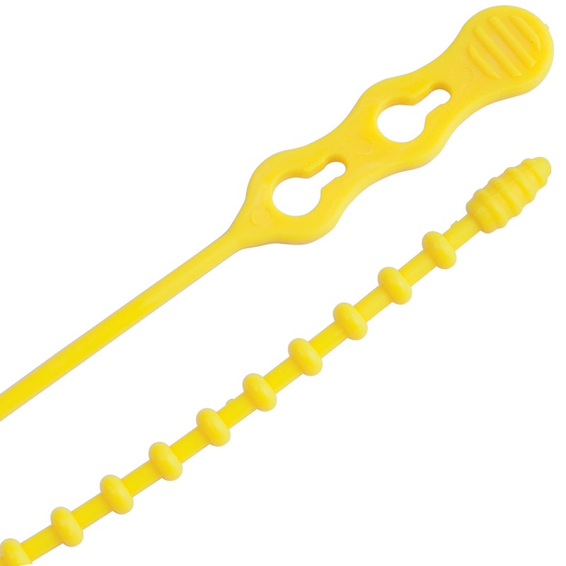 Ancor Reusable Beaded Cable Ties - 8" - Yellow - 15-Pack