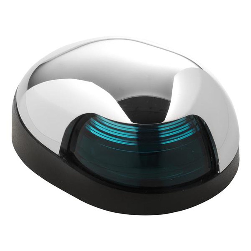 Attwood Quasar 2-Mile Deck Mount, Green Sidelight - 12V - HIPP/Chrome Housing w/Black Base