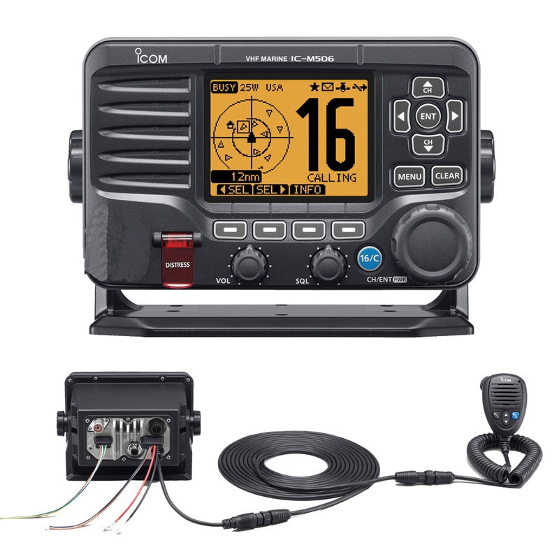 Icom M506 VHF Fixed Mount w/Rear Mic & NMEA 0183/2000 - Black