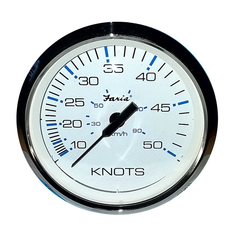 Faria 4" Speedometer 50 Knot Chesapeake White Stainless Steel Bezel