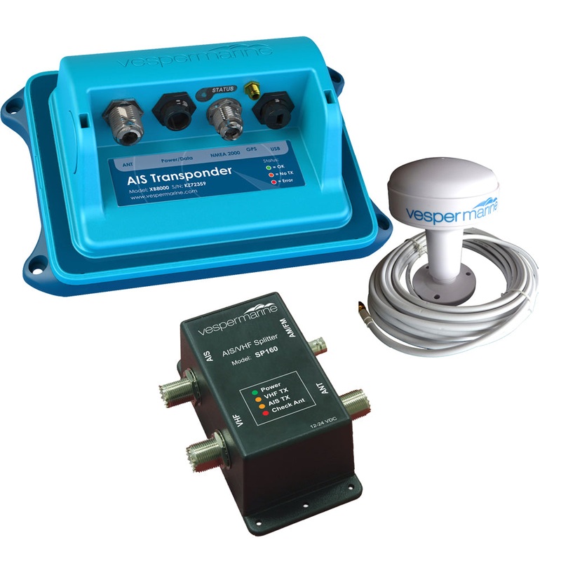 Vesper XB-8000 Class B AIS SP160 Bundle - SP-160 Amplified Splitter, External Alarm & Stainless Cancel Switch Included