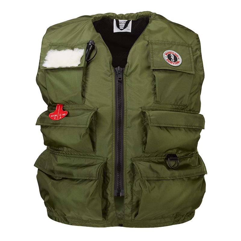 Mustang Fisherman Manual Inflatable Life Vest - Olive - Large