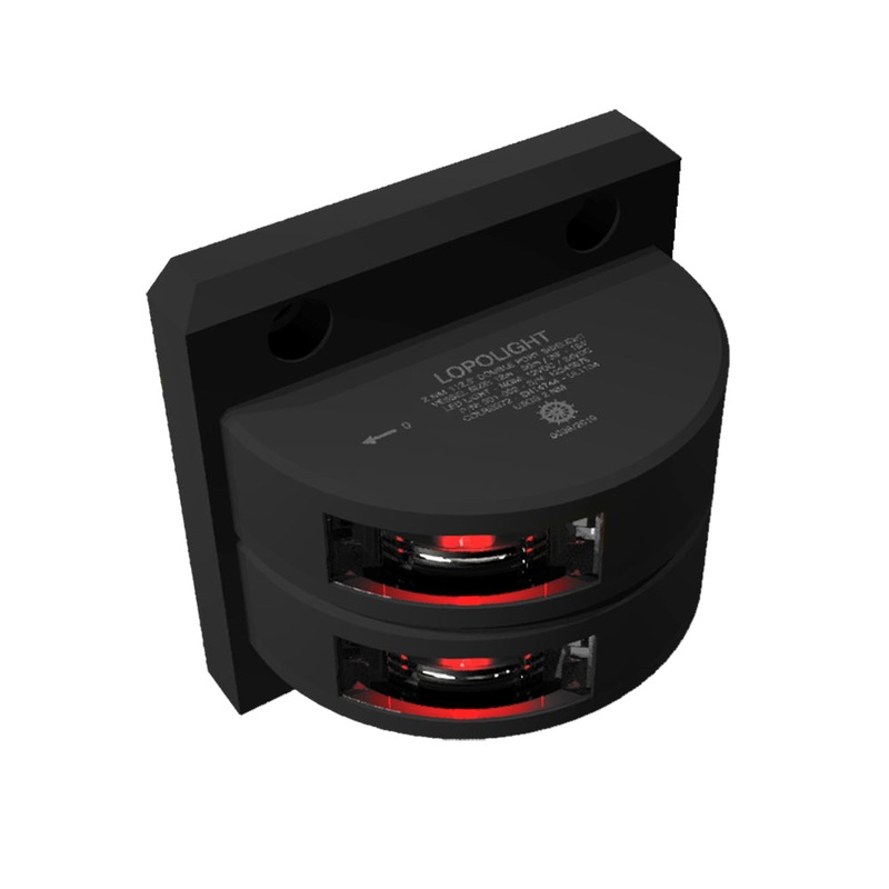 Lopolight Double Port SideLight - Vertical Mount - Black Housing - 2nm - Red