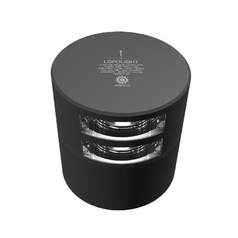 Lopolight Double Stern Light - 2nm - Black Housing - Horizontal Mount