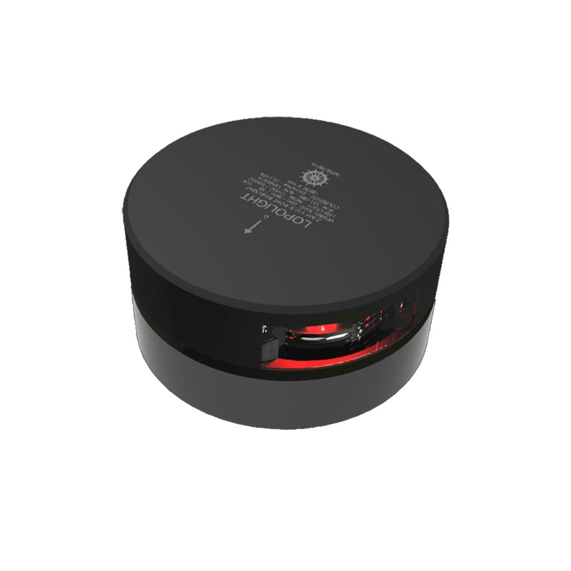 Lopolight Red Port Sidelight - 2nm/112.5 - Black Housing - Single - Horizontal Mount
