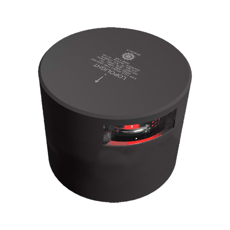 Lopolight Red Port Sidelight - 3nm - Black Housing - Single - Horizontal Mount