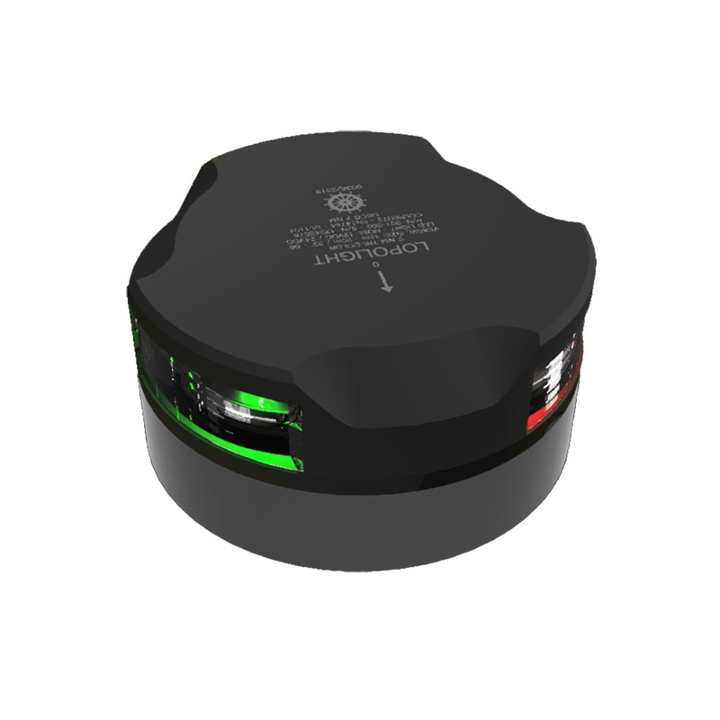 Lopolight Tri-Color Navigation Light - 2nm/112.5 + 112.5 - Black Housing - Single - Horizontal Mount