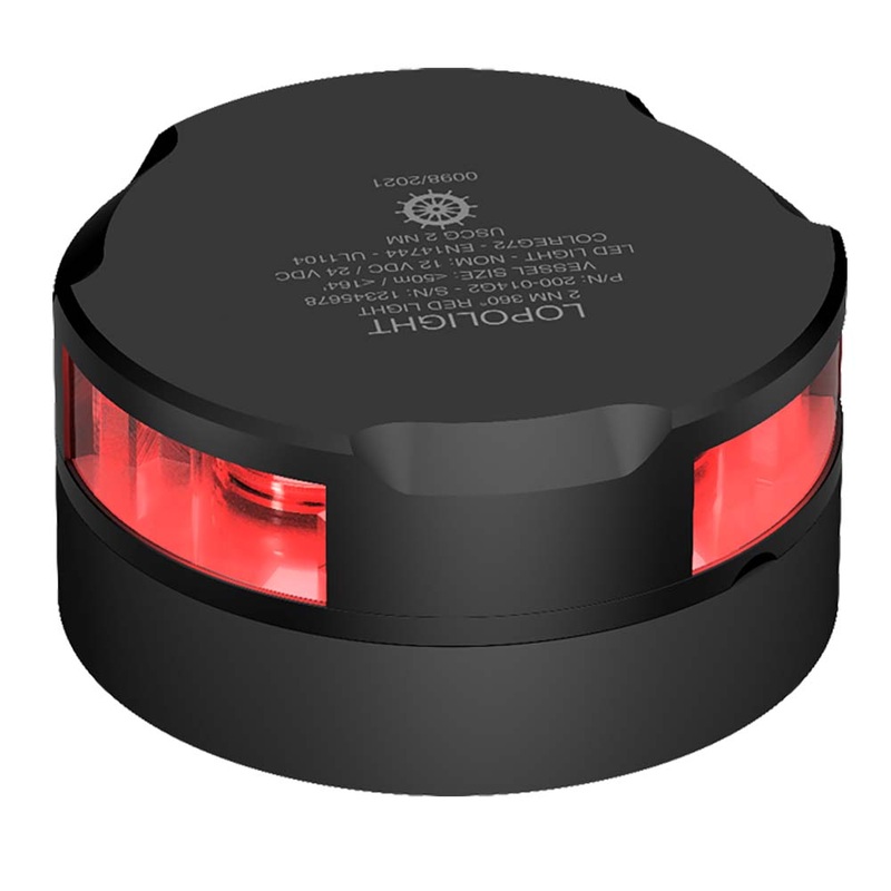 Lopolight 360 Navigation Light - 2nm f/Vessels Up To 164'(50M) - 0.7M Cable - Red - Black Housing