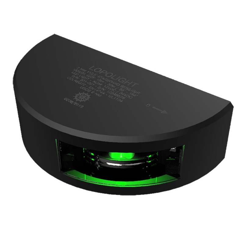 Lopolight Green Starboard Sidelight w/6M Cable - 2nm Black Housing - Vertical Mount